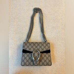GUCCI DIONYSUS GG SUPREME MINI BAG - BLACK / CANVAS